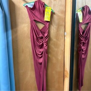 Fashion Nova Burgundy Chain Detail Dress